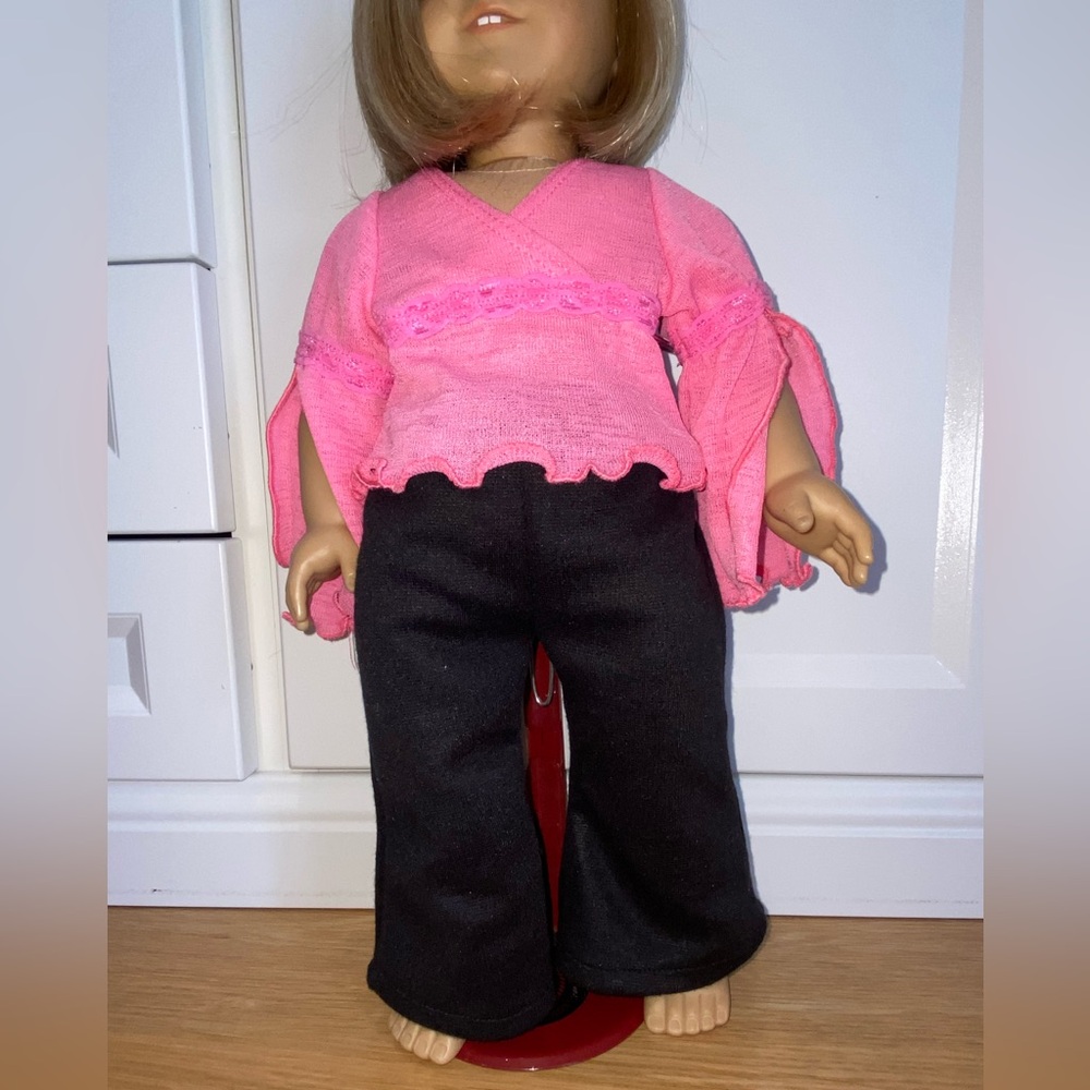 American Girl Doll black slacks and pink groovy top